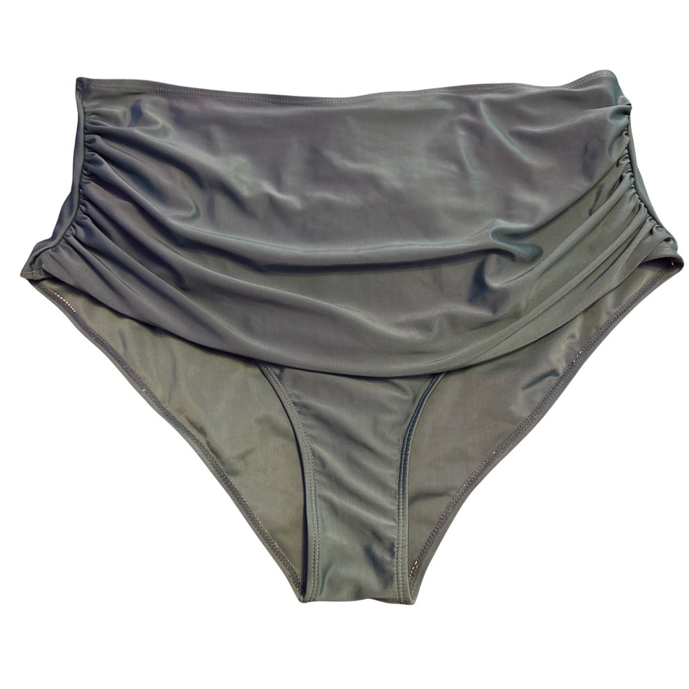 Rosegal Dark Green Ruched High Waist Skirted Bikini Bottom Plus Size 3XL
